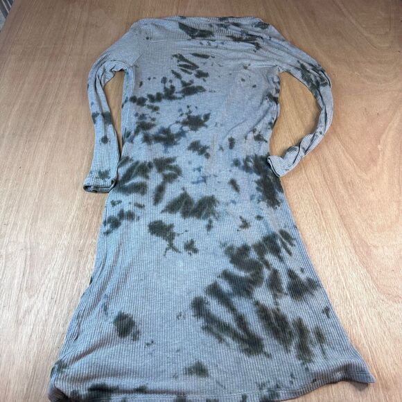 Sen Collection Tie Dye Ribbed Duster Cardigan Gray Green Size 2 Made in USA - Picture 2 of 6